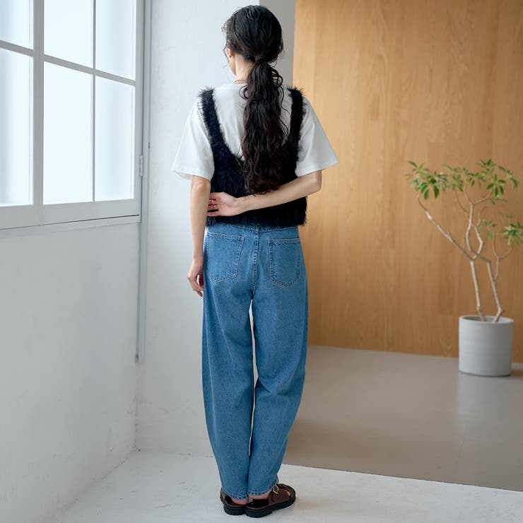 バックベルト付き カーブシルエット ワイドデニムパンツ | coen【women】 | 詳細画像14 