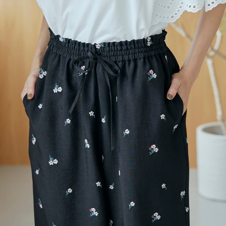 【セットアップ対応】フラワー刺繍イージーワイドパンツ | coen【women】 | 詳細画像25 