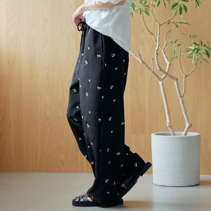 【セットアップ対応】フラワー刺繍イージーワイドパンツ | coen【women】 | 詳細画像6 