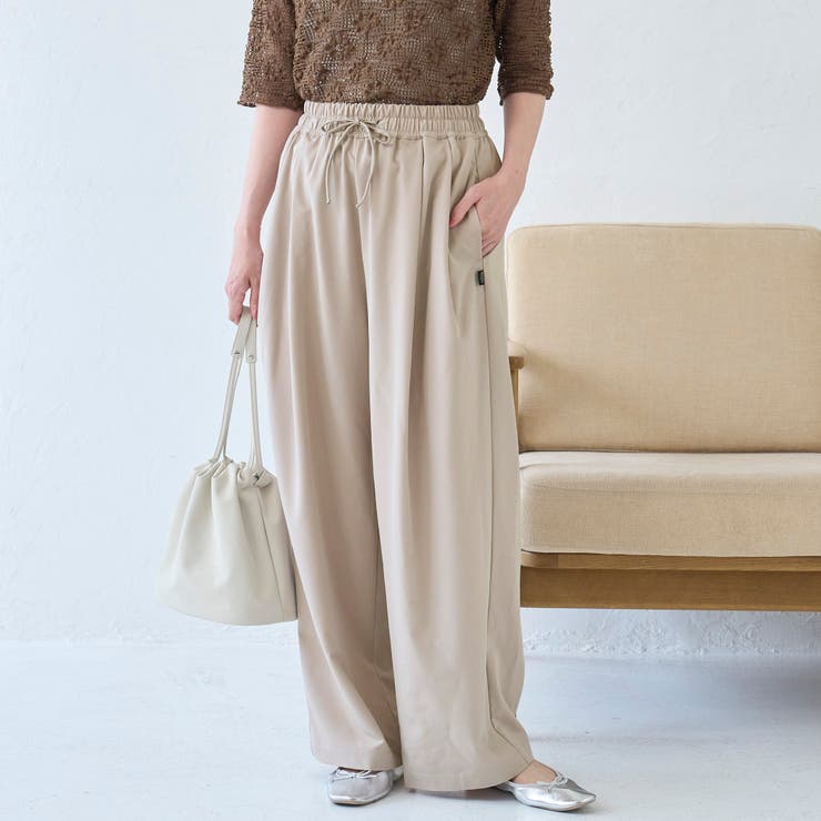 BEIGE | 【撥水/ストレッチ/接触冷感】C.mt リラックス タックワイドイージーパンツ | coen【women】