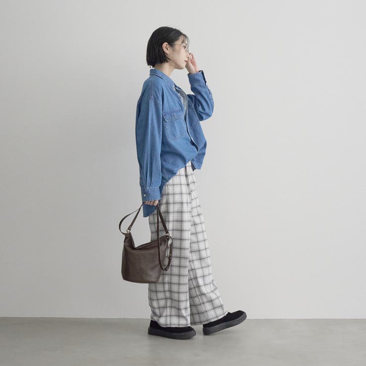 【定番 帯電防止】イージービューティーチェックワイドパンツ（WEB限定サイズあり… | coen【women】 | 詳細画像3 