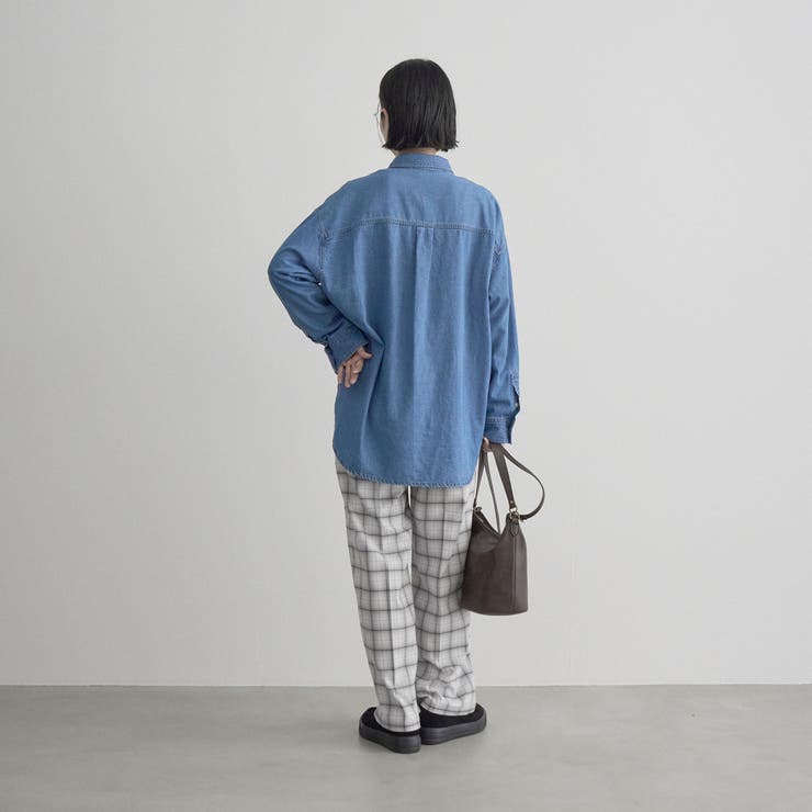 【定番 帯電防止】イージービューティーチェックワイドパンツ（WEB限定サイズあり… | coen【women】 | 詳細画像4 