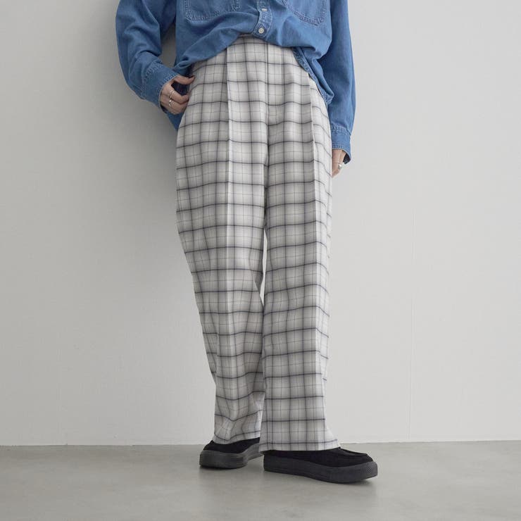 【定番 帯電防止】イージービューティーチェックワイドパンツ（WEB限定サイズあり… | coen【women】 | 詳細画像5 