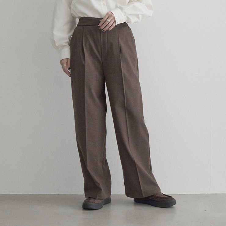 MD.BROWN | 【定番 帯電防止】イージービューティーチェックワイドパンツ（WEB限定サイズあり… | coen【women】