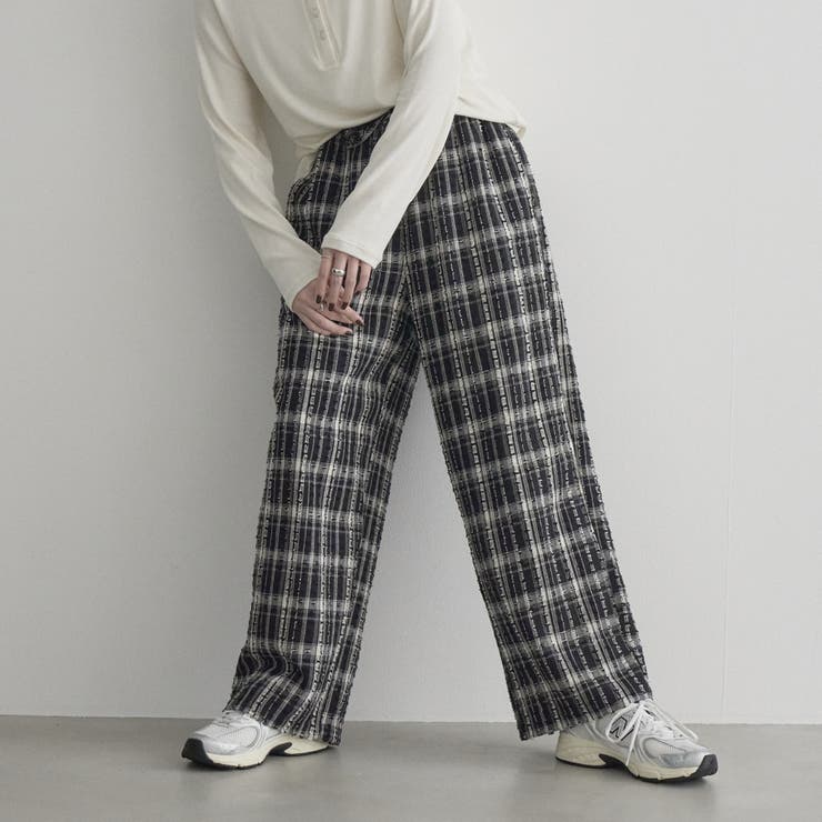 クラッシュチェックイージーワイドパンツ[品番：COEW0008683]｜coen