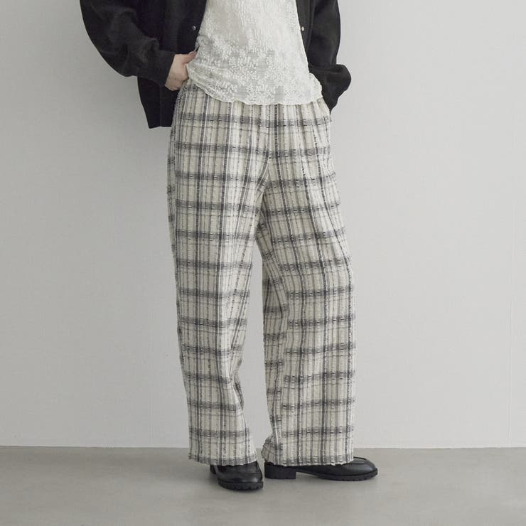 OFF WHITE | クラッシュチェックイージーワイドパンツ | coen【women】