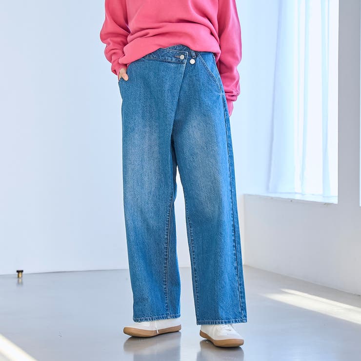脱ベーシック】デニムラップバギーパンツ[品番:COEW0006706 脱ベーシック】デニムラップバギーパンツ[品番:COEW0006706