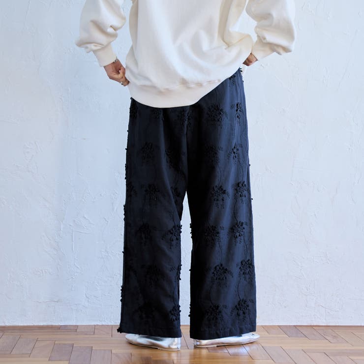 3Dフラワー刺繍 イージーワイドパンツ[品番：COEW0006920]｜coen