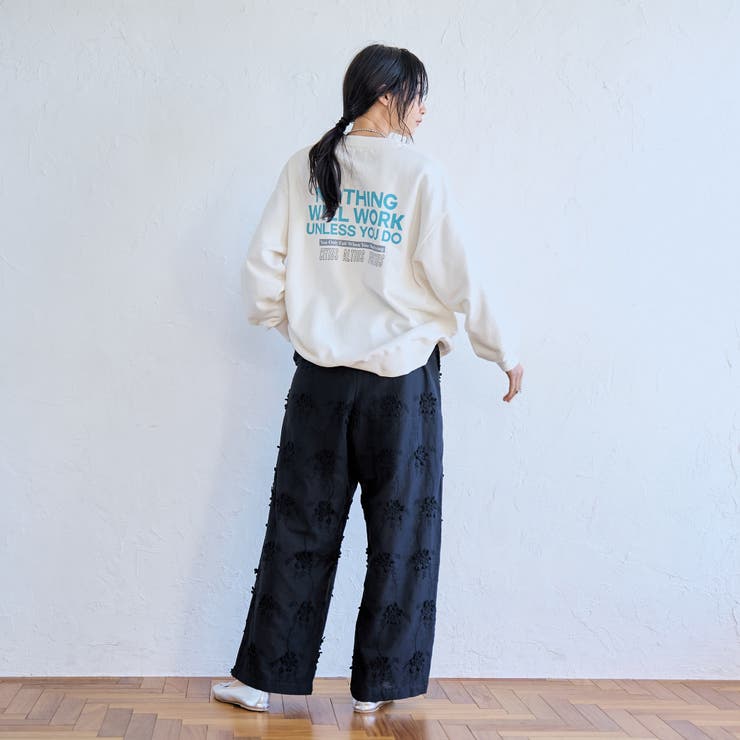 3Dフラワー刺繍 イージーワイドパンツ[品番：COEW0006920]｜coen