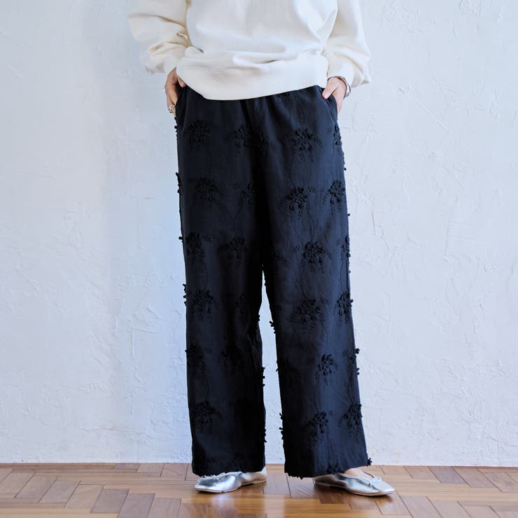 開催中セール一覧 3Dフラワー刺繍 イージーワイドパンツ[品番：COEW0006920]｜coen 服＆ファッション小物