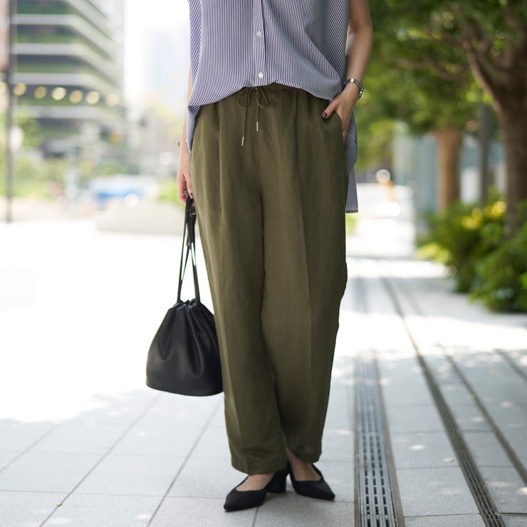 OLIVE | 接触冷感リネンレーヨンテーパードパンツ（WEB限定サイズ） | coen【women】