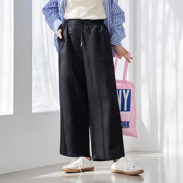 接触冷感リネンレーヨンワイドパンツ（WEB限定サイズ） | coen【women】 | 詳細画像2 