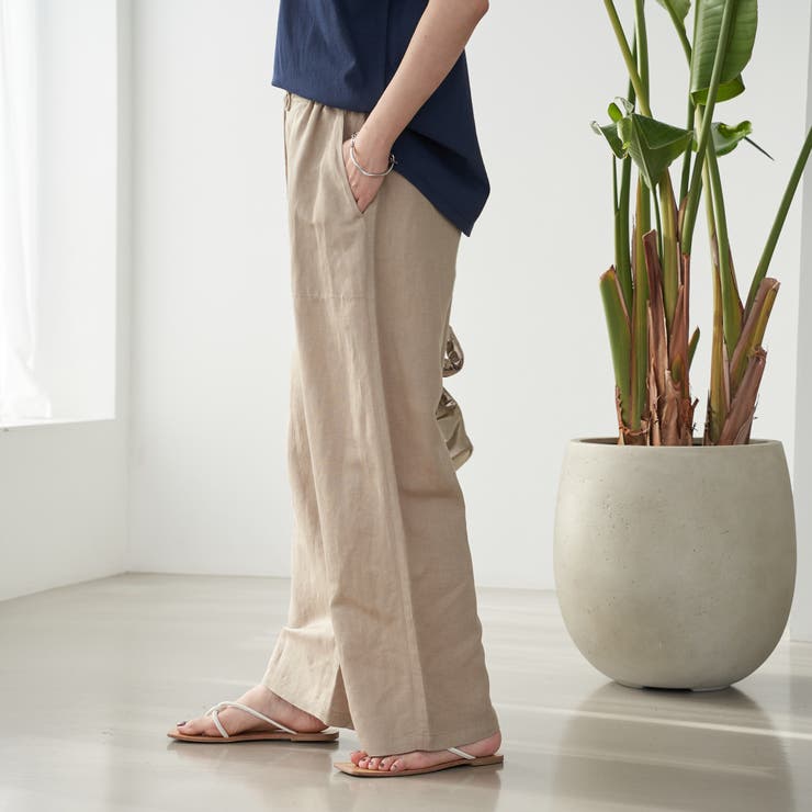 接触冷感リネンレーヨンワイドパンツ（WEB限定サイズ） | coen【women】 | 詳細画像9 