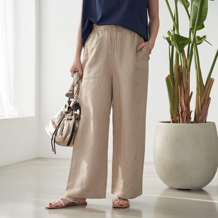 BEIGE | 接触冷感リネンレーヨンワイドパンツ（WEB限定サイズ） | coen【women】