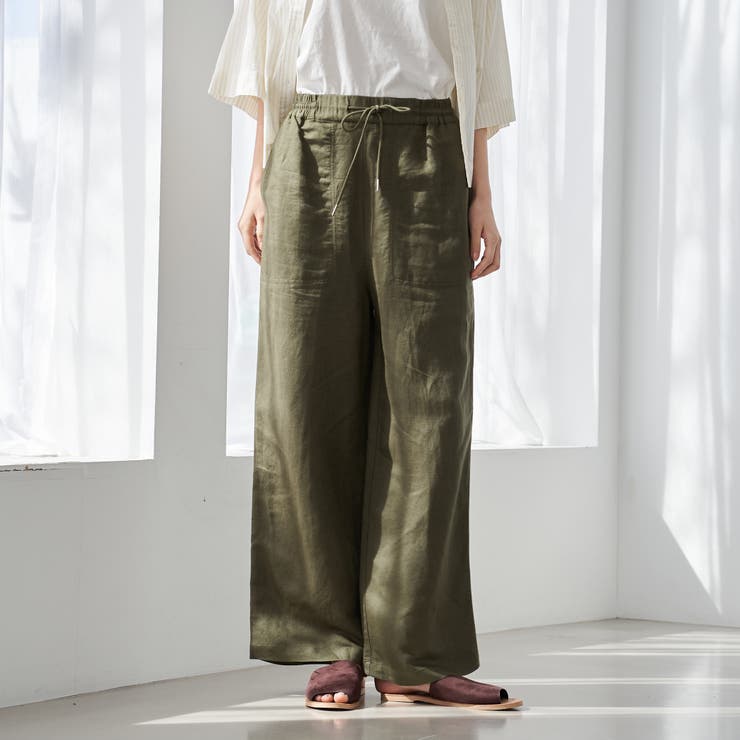 OLIVE | 接触冷感リネンレーヨンワイドパンツ（WEB限定サイズ） | coen【women】
