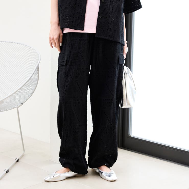 BLACK | 【スザンヌさんコラボ】Suuエンブロレースカーゴパンツ | coen【women】