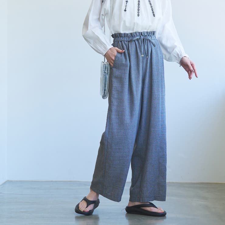 BLACK | カラフルサッカーイージーワイドパンツ | coen【women】