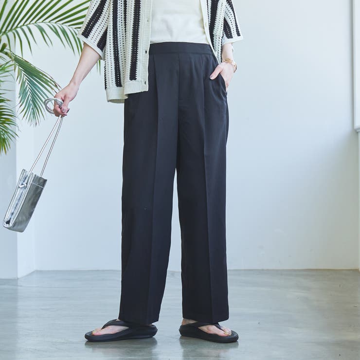 BLACK | 接触冷感イージービューティーワイドパンツ（WEB限定サイズ） | coen【women】
