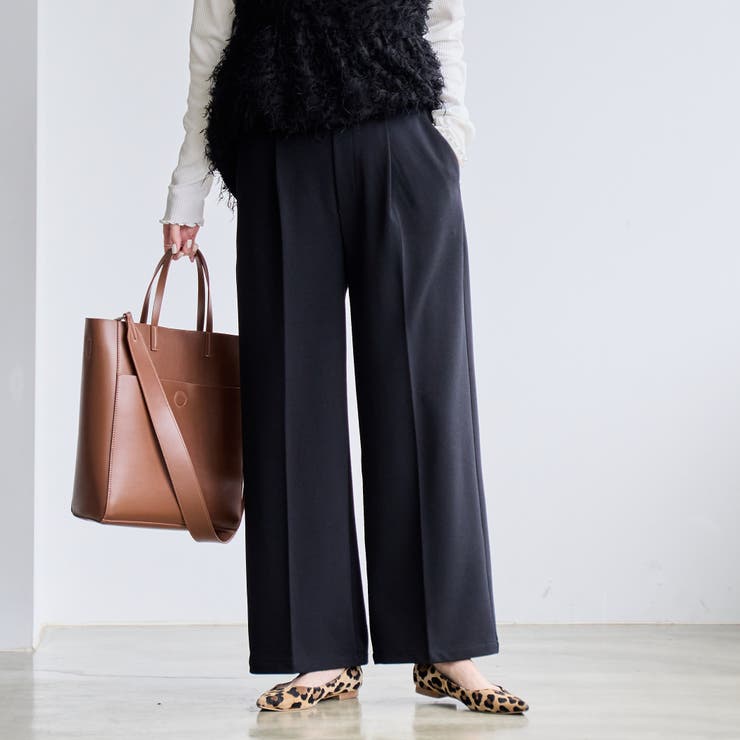 BLACK | イージービューティーワイドパンツ（WEB限定サイズ） | coen【women】