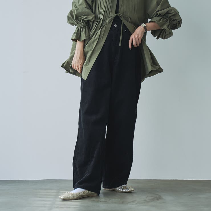 BLACK | コーデュロイカーブパンツ | coen【women】