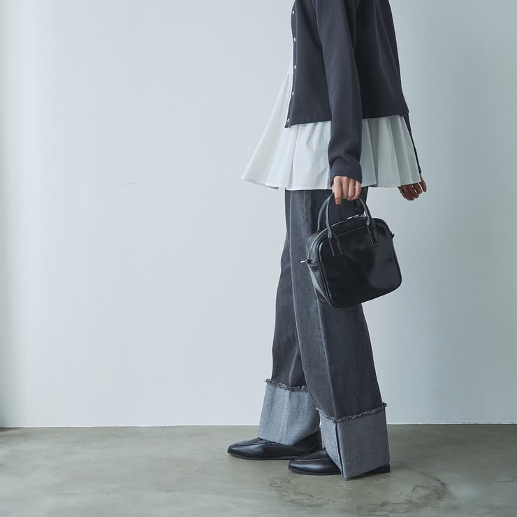 BLACK | ロールアップワイドデニムパンツ | coen【women】