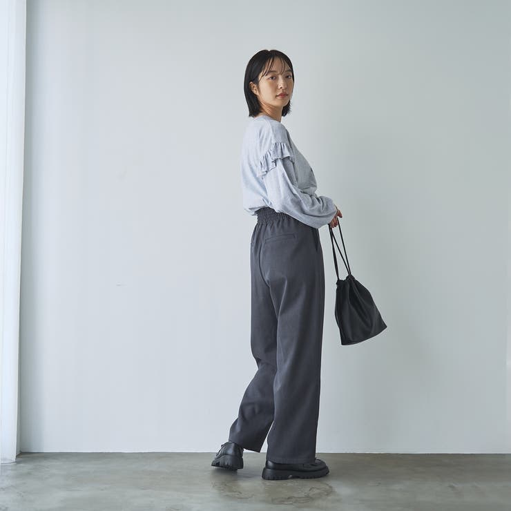 起毛ウールライクギャザーウエストパンツ | coen【women】 | 詳細画像18 