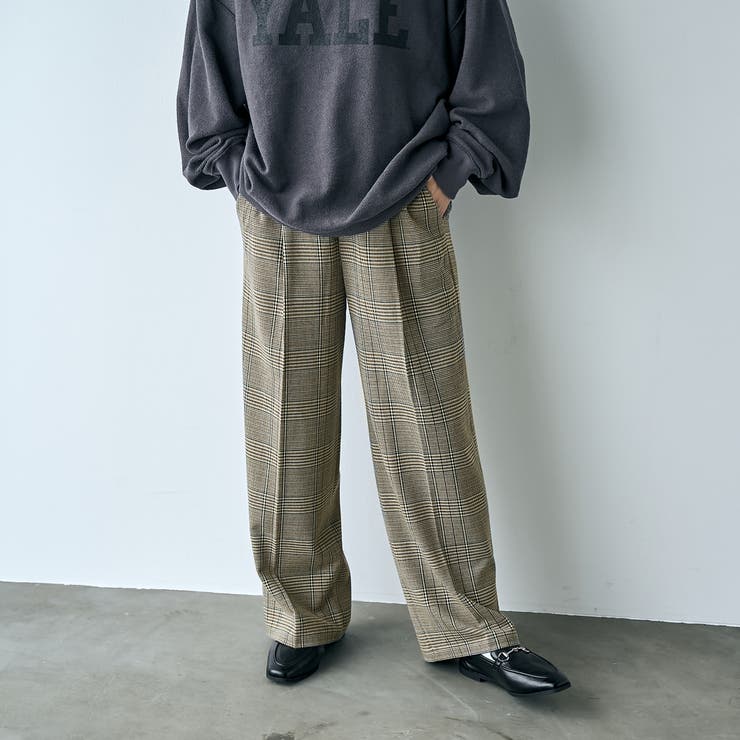 OFF WHITE | イージービューティーチェックワイドパンツ（WEB限定サイズ） | coen【women】