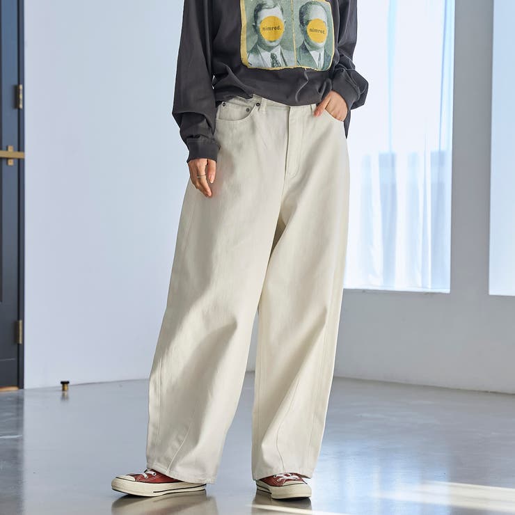 OFF WHITE | 【トレンド＆体型カバー両立/全骨格OK】カーブデニムパンツ | coen【women】