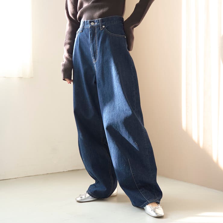 NAVY | 【トレンド＆体型カバー両立/全骨格OK】カーブデニムパンツ | coen【women】