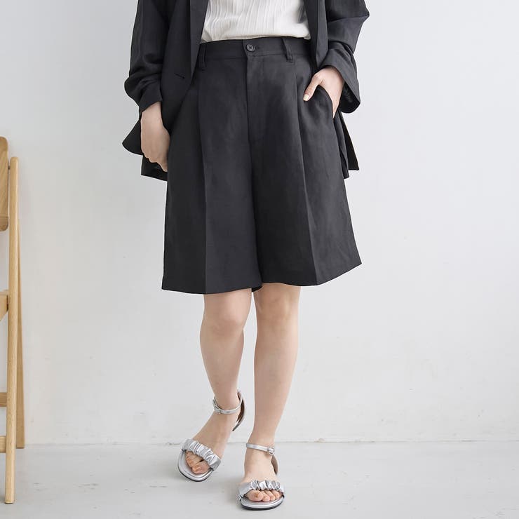 BLACK | 【接触冷感】リネンレーヨンショートパンツ | coen【women】