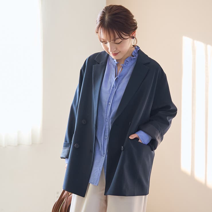 リネンライク ダブルブレストテーラードジャケット | coen【women】 | 詳細画像19 