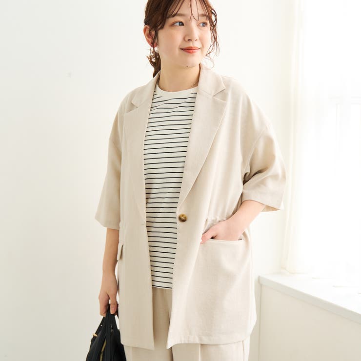 NATURAL | リネンタッチ半袖シャツジャケット | coen【women】