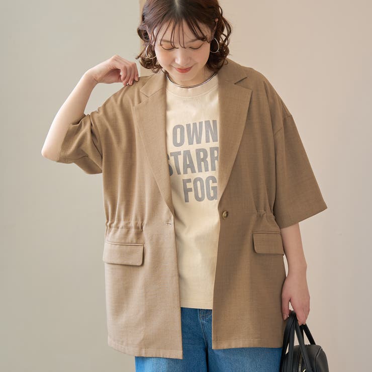 BEIGE | リネンタッチ半袖シャツジャケット | coen【women】