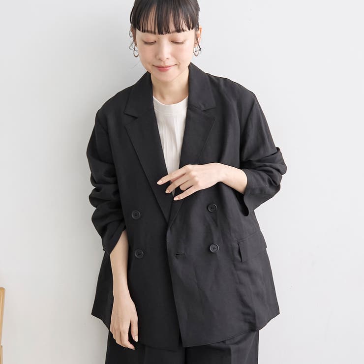 BLACK | 【接触冷感】リネンレーヨンテーラードジャケット | coen【women】