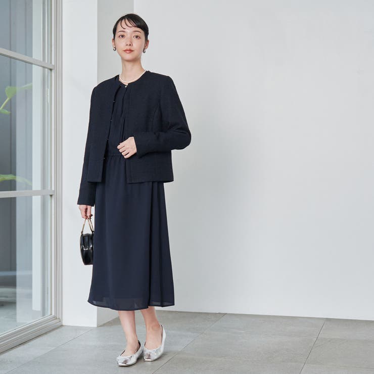 NAVY | 【WEB限定】セレモニーツイードジャケット×ワンピース2セット | coen【women】