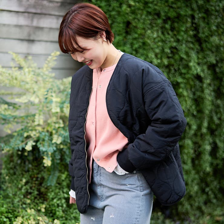 ノーカラー撥水キルティングブルゾン オーバーサイズ  | coen【women】 | 詳細画像10 