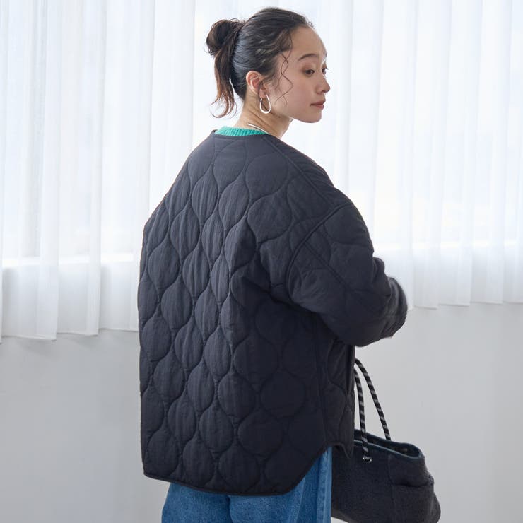 ノーカラー撥水キルティングブルゾン オーバーサイズ  | coen【women】 | 詳細画像15 