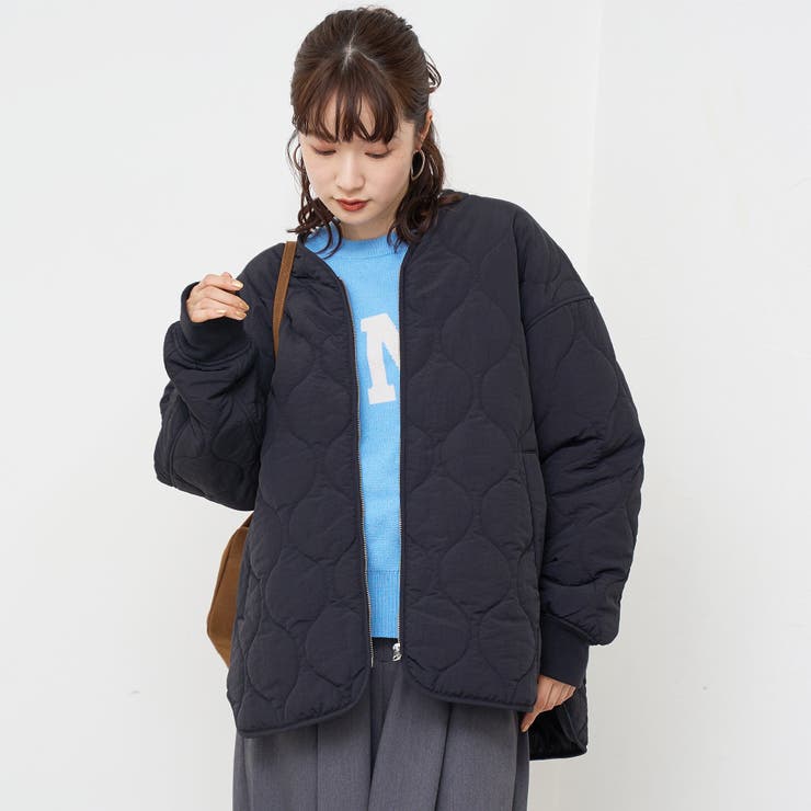 ノーカラー撥水キルティングブルゾン オーバーサイズ  | coen【women】 | 詳細画像17 