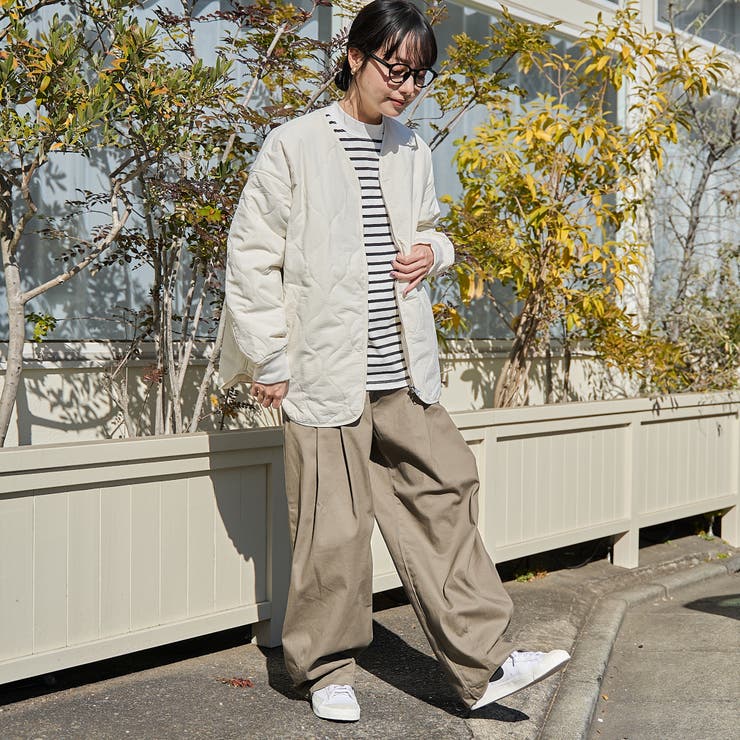 ノーカラー撥水キルティングブルゾン オーバーサイズ  | coen【women】 | 詳細画像2 