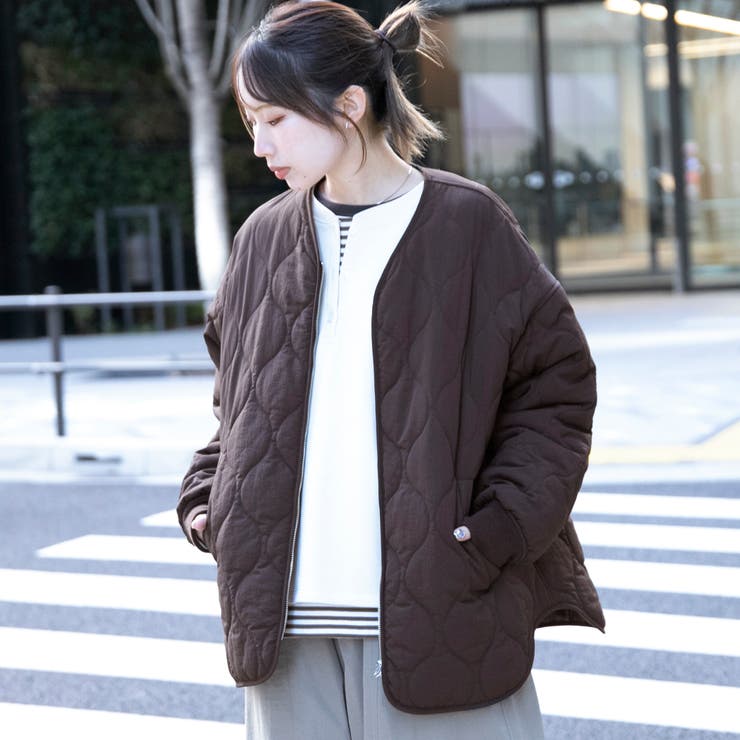 ノーカラー撥水キルティングブルゾン オーバーサイズ  | coen【women】 | 詳細画像20 