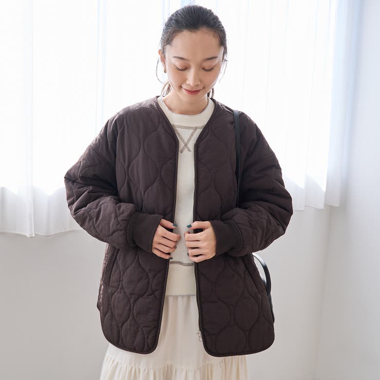 ノーカラー撥水キルティングブルゾン オーバーサイズ  | coen【women】 | 詳細画像23 