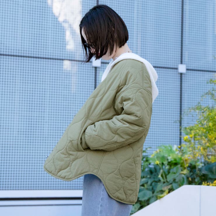 ノーカラー撥水キルティングブルゾン オーバーサイズ  | coen【women】 | 詳細画像31 