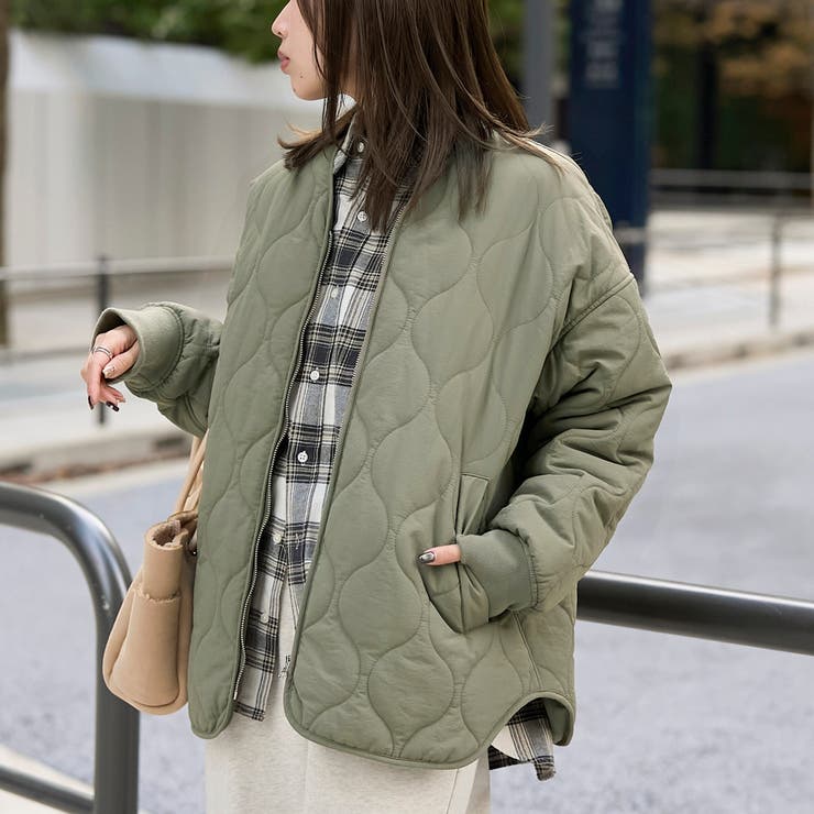 ノーカラー撥水キルティングブルゾン オーバーサイズ  | coen【women】 | 詳細画像33 