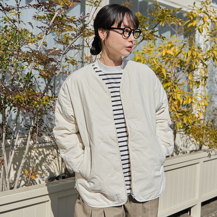 ノーカラー撥水キルティングブルゾン オーバーサイズ  | coen【women】 | 詳細画像4 