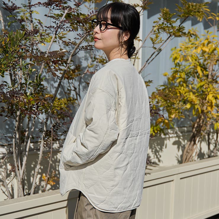 ノーカラー撥水キルティングブルゾン オーバーサイズ  | coen【women】 | 詳細画像5 