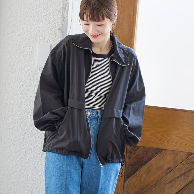 BLACK | 【撥水】シアーリップナイロンスタンドブルゾン | coen【women】