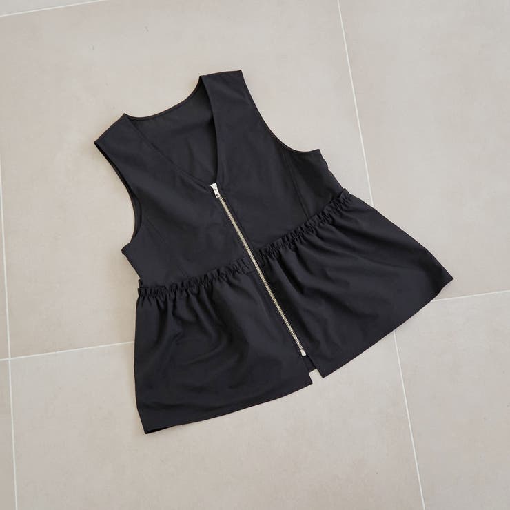 BLACK | ペプラムジップベスト | coen【women】