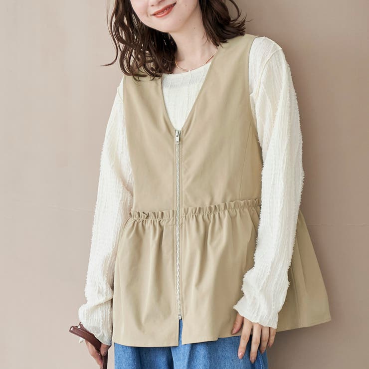 BEIGE | ペプラムジップベスト | coen【women】