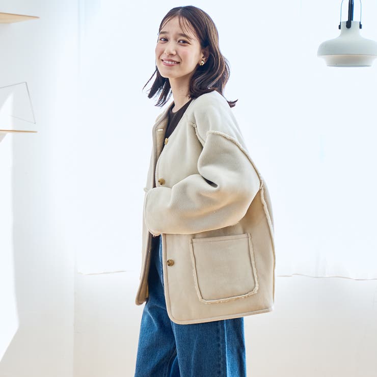 リバーシブル ノーカラーコーデュロイブルゾン | coen【women】 | 詳細画像13 