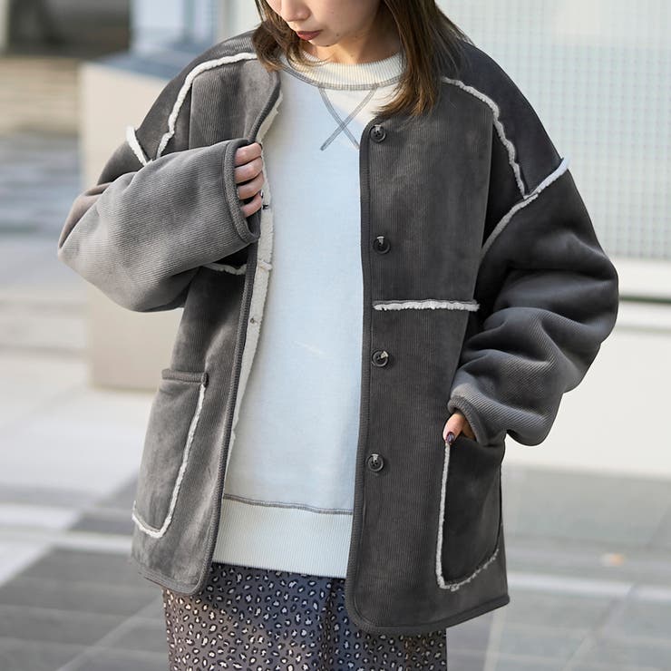 リバーシブル ノーカラーコーデュロイブルゾン | coen【women】 | 詳細画像2 